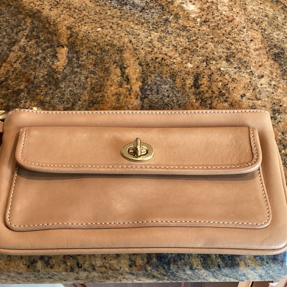 Coach Tan Leather Clutch with Gold Accents.
Great gift idea! - Picture 5 of 6